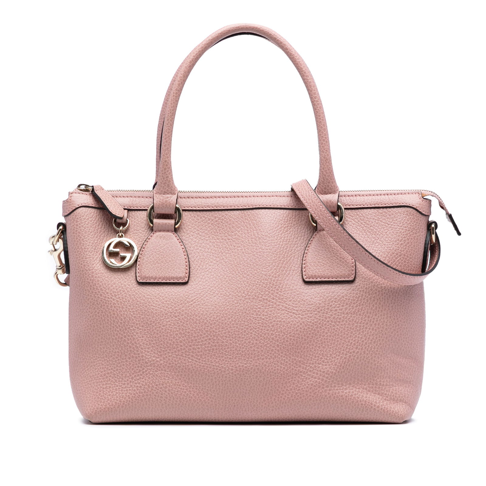 Gucci Dollar Calfskin GG Charm Satchel Pink Leather Bag (1 of 7)
