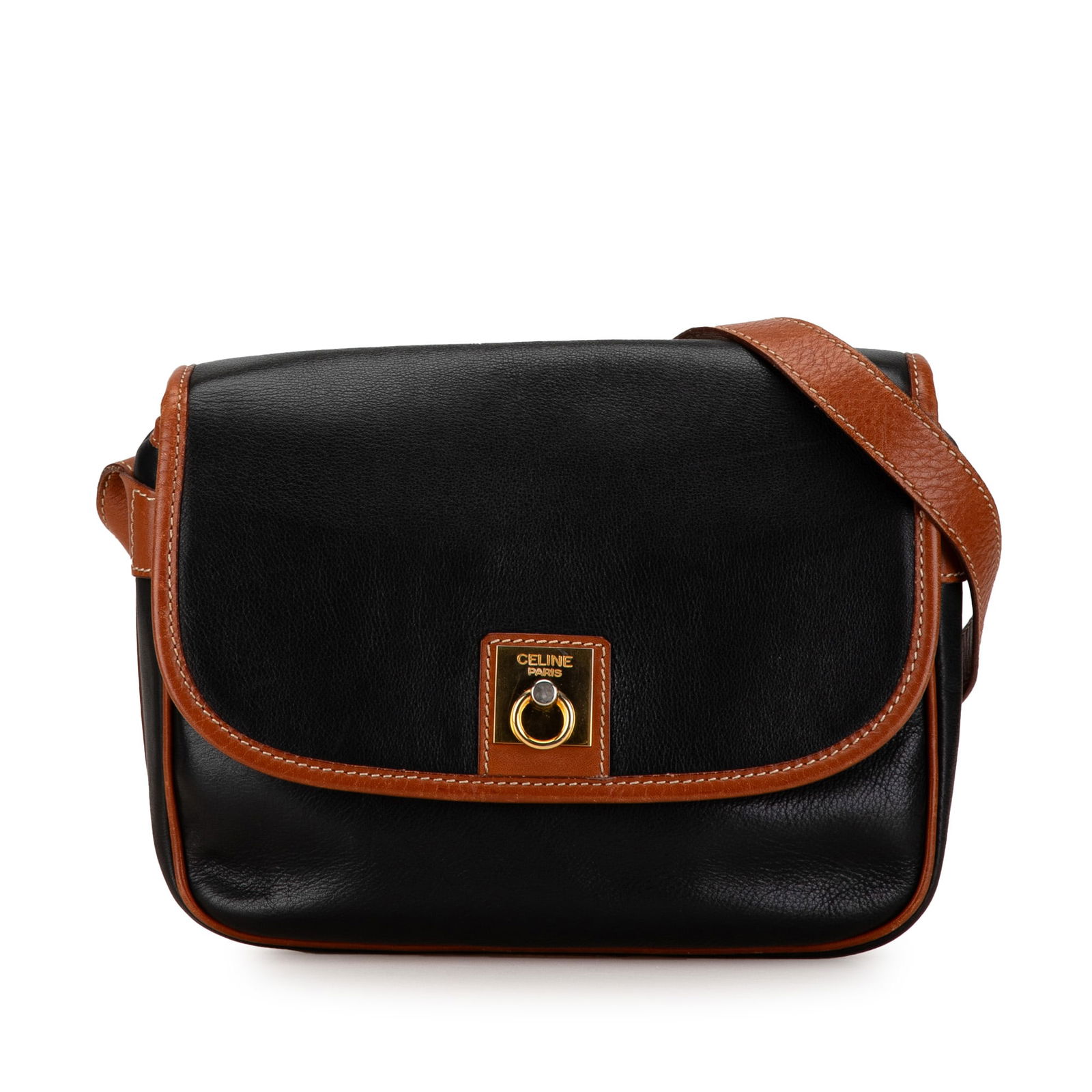 Celine Black Leather Crossbody Bag with Magnetic Closure (1 of 9)