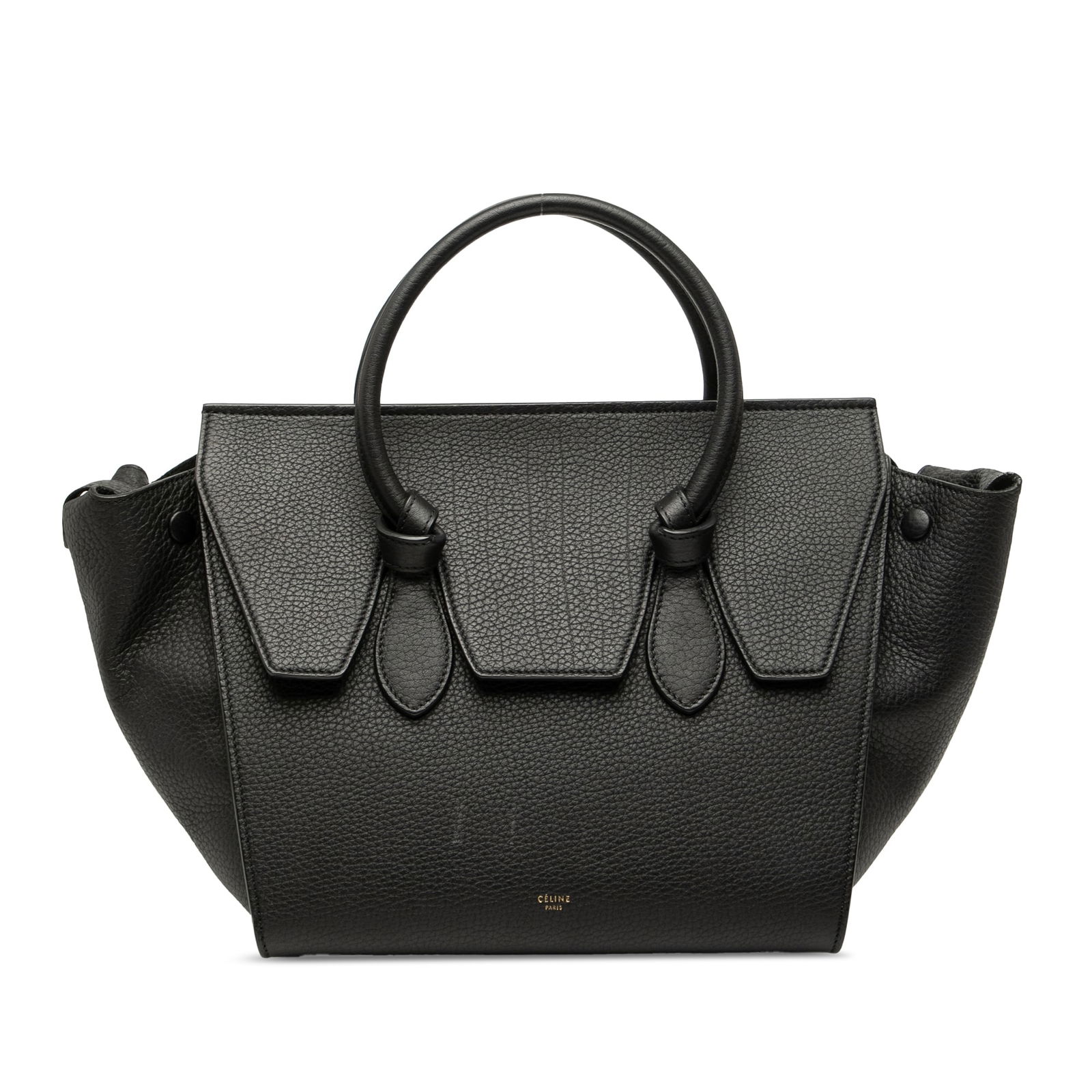 Celine Medium Grained Calfskin Tie Knot Tote Bag Black Leather (1 of 8)