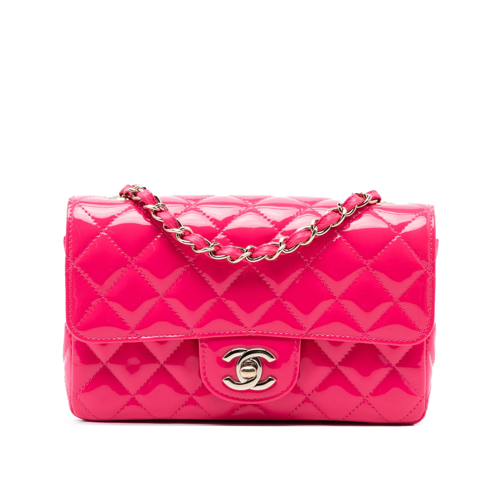 Chanel Pink Patent Leather Mini Rectangular Classic Single Flap Bag (1 of 8)