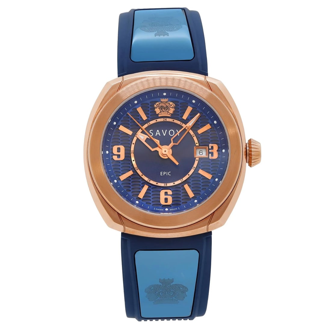 Savoy Epic Quartz Watch Ladies Blue Dial Rose Gold-Tone Bezel G4002J.03A.RI05: Savoy Epic Quartz Watch Ladies Blue Dial Rose Gold-Tone Bezel G4002J.03A.RI05 Discover the elegance of the Savoy Epic Rose Gold-Tone Steel Blue Dial Ladies Quartz Watch. This stylish wristwatch combin