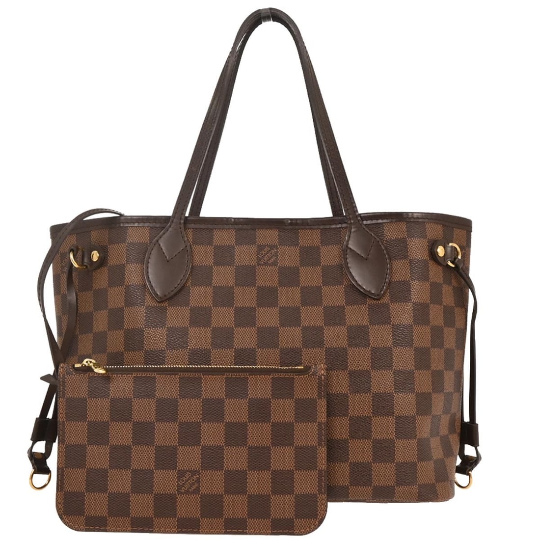 Louis Vuitton Damier Neverfull PM Tote Handbag N40600 Brown Canvas: Louis Vuitton Damier Neverfull PM Tote Handbag N40600 Brown Canvas Introducing the iconic Louis Vuitton Damier Neverfull PM Tote Handbag, a perfect blend of style and practicality. This large tote bag