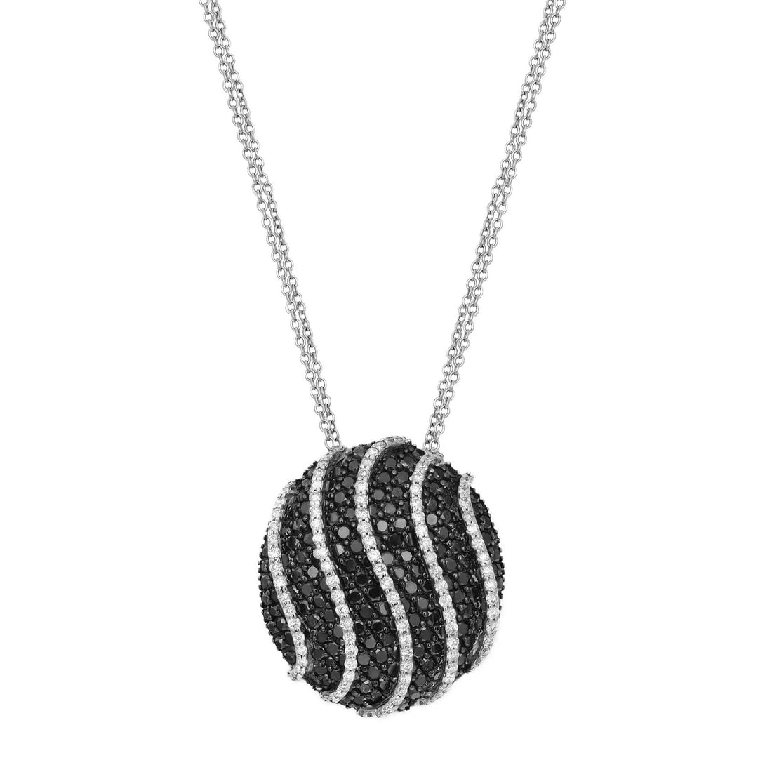 Salvini 18K White Gold Black and White Diamond Pendant Necklace 5.82 Ctw: Salvini 18K White Gold Black and White Diamond Pendant Necklace 5.82 Ctw This exquisite Salvini pendant necklace features a stunning combination of black and white diamonds set in luxurious 18K white