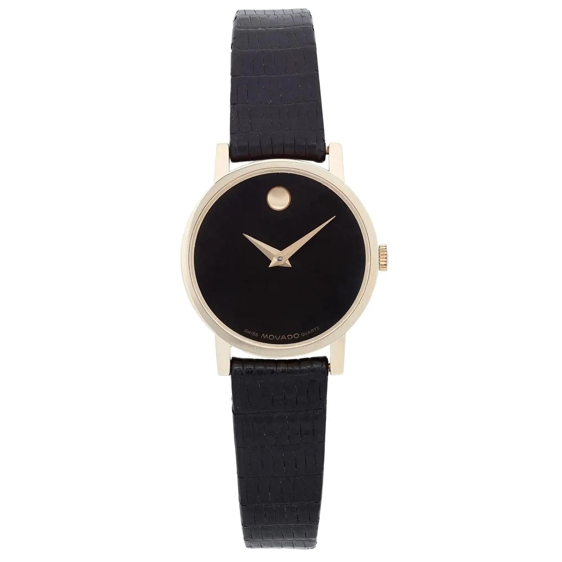 Vintage Movado Museum 22mm 14K Gold Quartz Ladies Watch 70.25.837: Vintage Movado Museum 22mm 14K Gold Quartz Ladies Watch 70.25.837 This vintage Movado Museum wristwatch is a classic piece that showcases elegance and sophistication. Crafted in the 1990s, this timepi