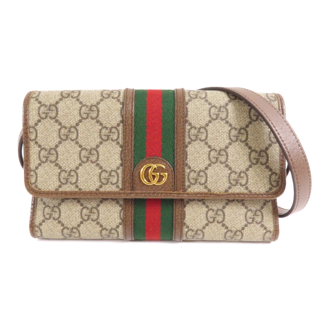 GUCCI GG GHW Brown PVC Coated Canvas Shoulder Bag (1 of 11)