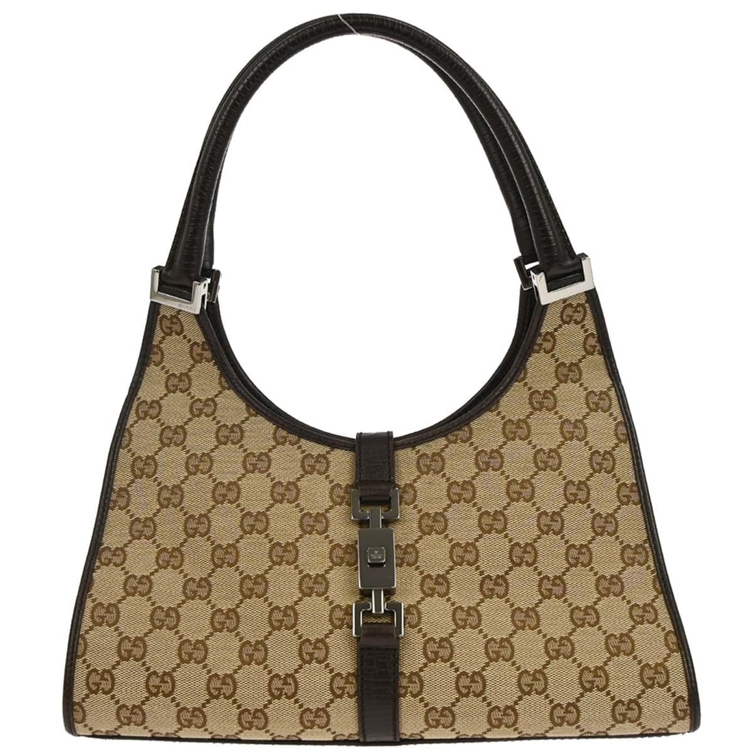 Medium Gucci Jackie 01719 214397 GG Beige Canvas Leather Handbag (1 of 10)