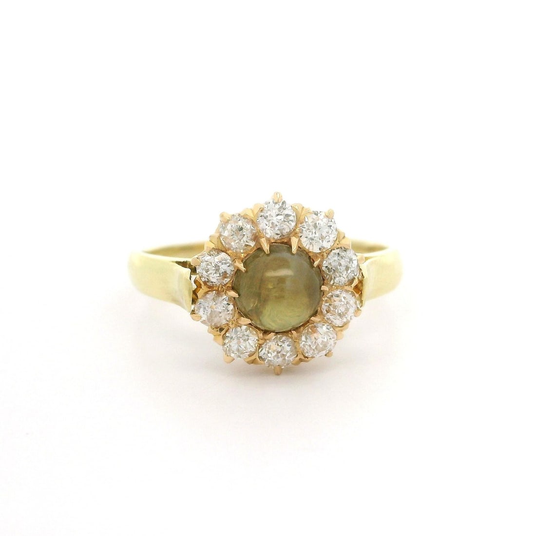 Victorian 1.59ctw Cat's Eye Diamond Halo Ring in 18k Yellow Gold (1 of 10)