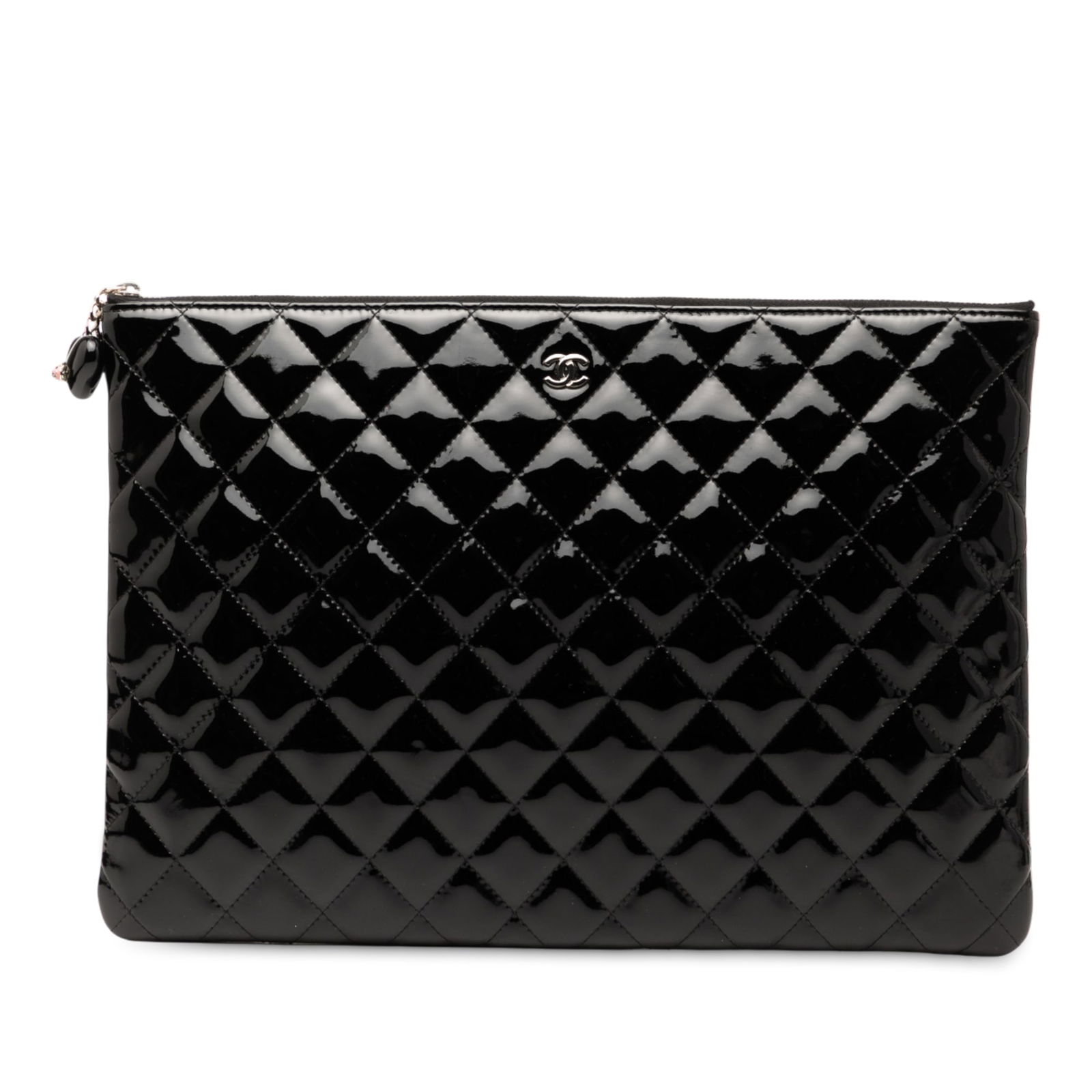 Black Patent Leather Quilted O Case Clutch by Chanel (1 of 7)