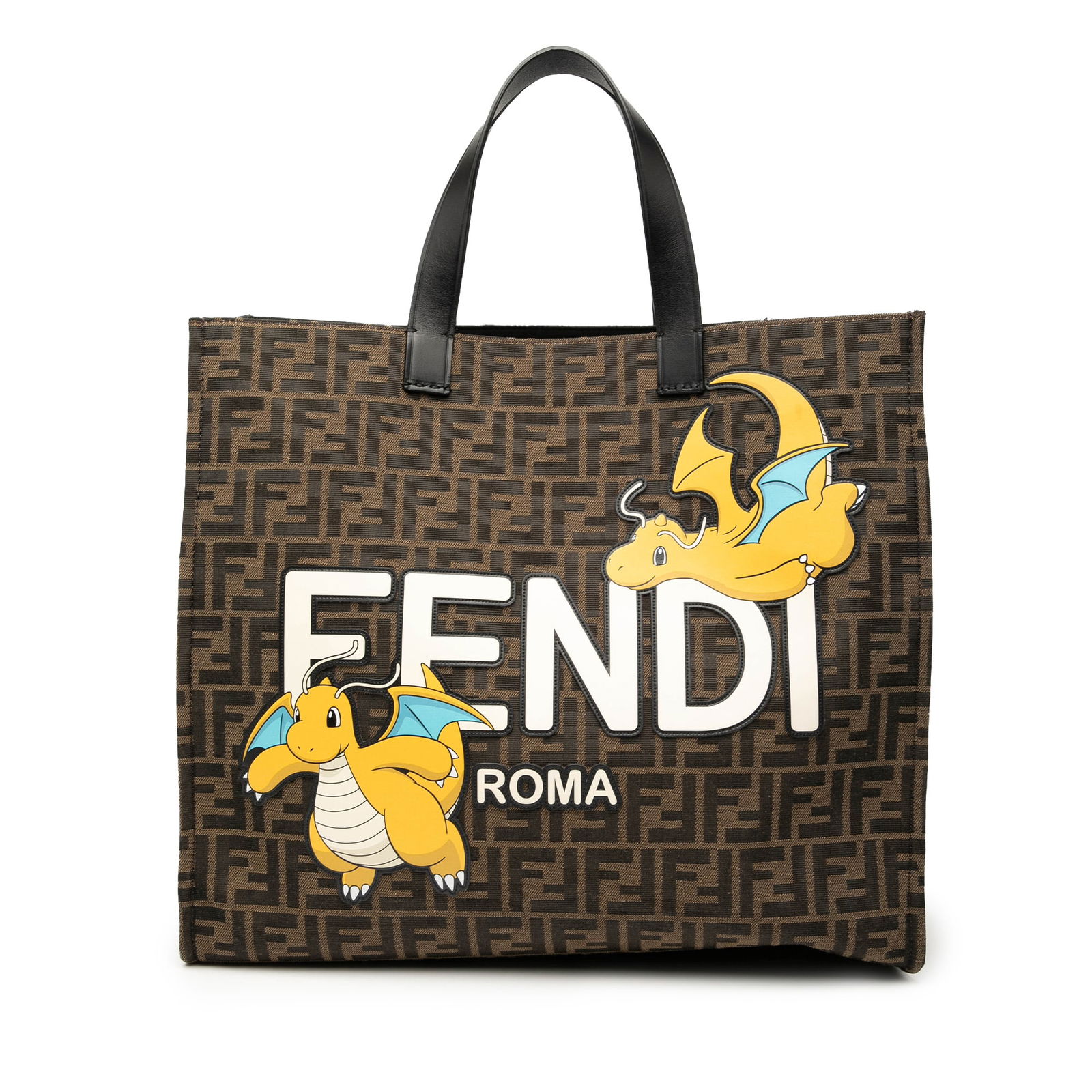 Fendi FRGMT Pokemon Zucca Tote Bag Canvas Brown: Fendi FRGMT Pokemon Zucca Tote Bag Canvas Brown This Fendi FRGMT Pokemon Zucca Canvas Shopper Tote offers a stylish blend of functionality and fashion. Crafted from durable canvas, it features flat le