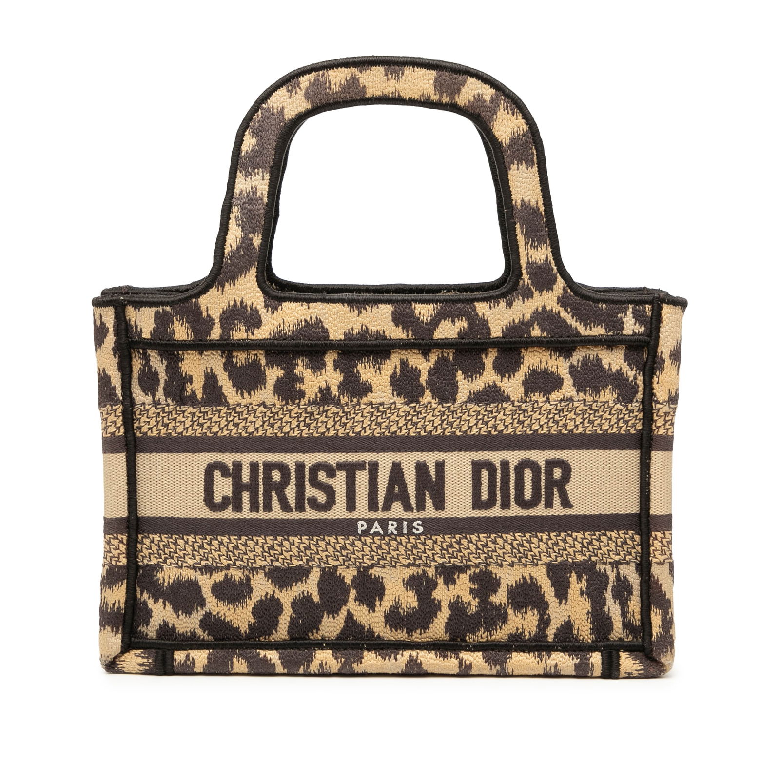Dior Mizza Mini Leopard Canvas Book Tote Bag Italy: Dior Mizza Mini Leopard Canvas Book Tote Bag Italy The Dior Mizza Mini Embroidered Canvas Leopard Book Tote is a stylish bag that showcases a unique canvas body adorned with an eye-catching leopard em