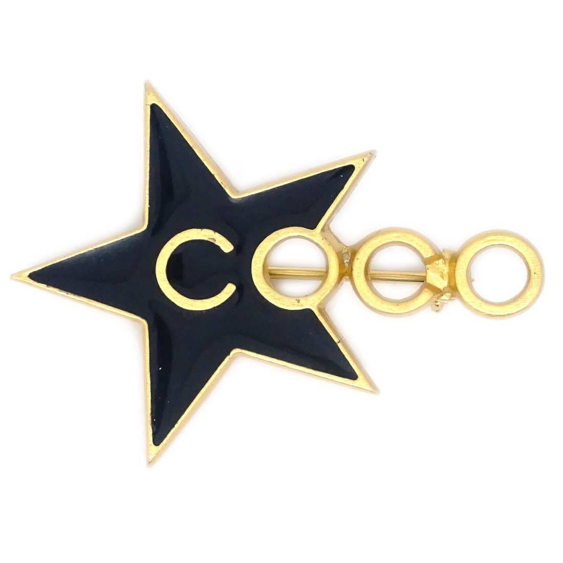 Chanel 01P Black Coco Star Brooch Pin Gold-Plated (1 of 4)