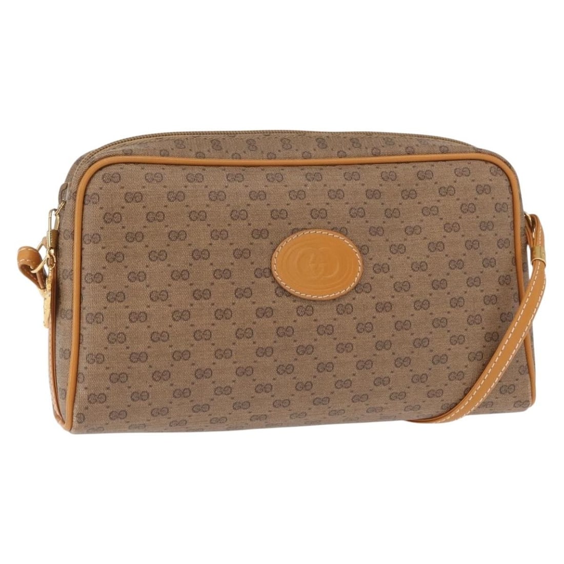 Beige Micro GG Supreme Shoulder Bag by Gucci 007 1112 63 PVC Leather: Beige Micro GG Supreme Shoulder Bag by Gucci 007 1112 63 PVC Leather This GUCCI Micro GG Supreme shoulder bag features a beige and gold exterior crafted from PVC leather and micro small GG canvas. The