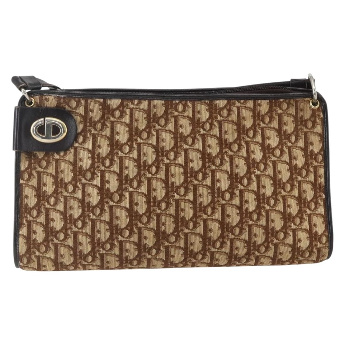 Beige CD Trotter Shoulder Bag by Christian Dior Vintage: Beige CD Trotter Shoulder Bag by Christian Dior Vintage This pre-owned Christian Dior vintage CD Trotter shoulder bag in beige features a classic design with a canvas exterior and leather trim. The ba