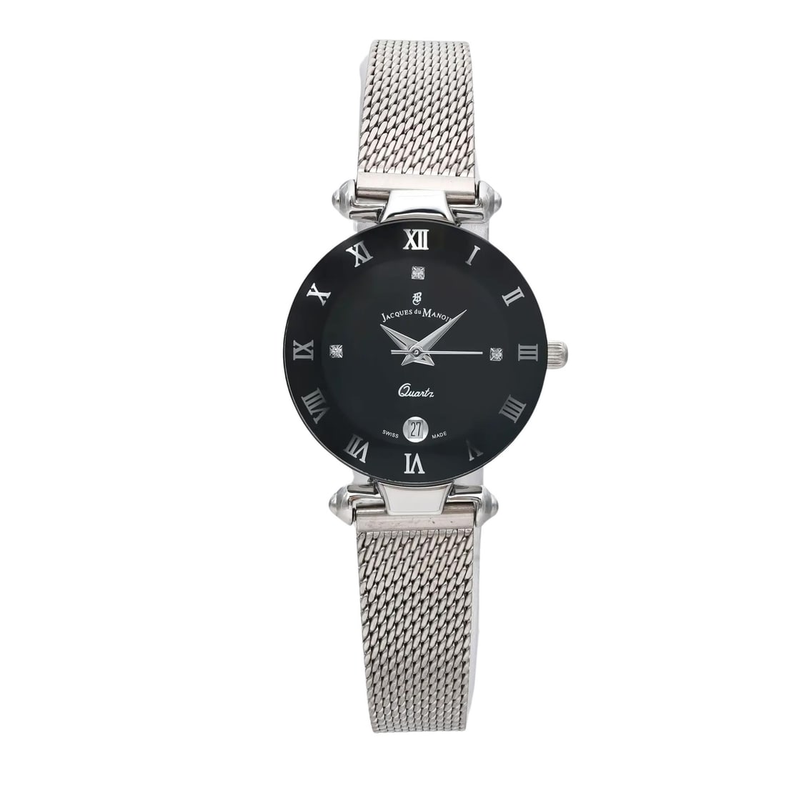Jacques du Manoir Coupole 26mm Quartz Ladies Watch Black Dial Diamond Markers (1 of 3)