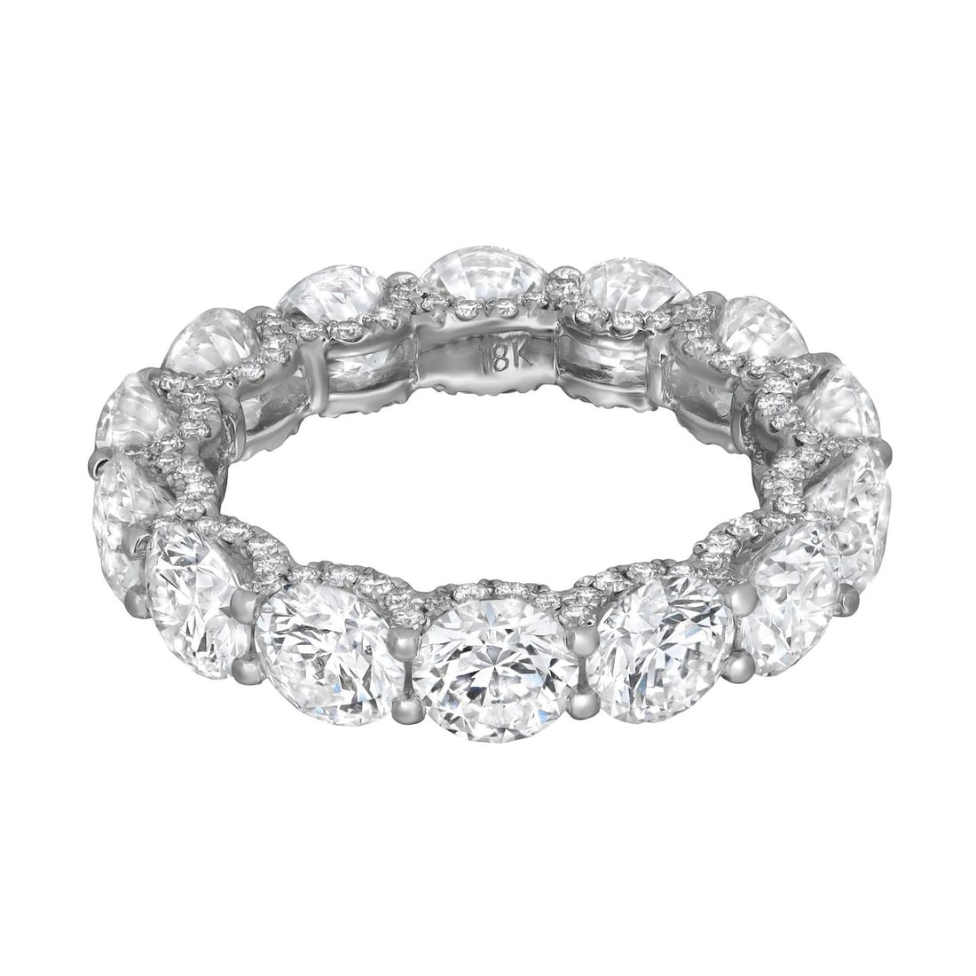 Rachel Koen 18K White Gold Lab Grown Diamond Eternity Band 7.00Ctw: Rachel Koen 18K White Gold Lab Grown Diamond Eternity Band 7.00Ctw This exquisite eternity band ring showcases a stunning array of 14 round cut lab-grown diamonds, elegantly set in a prong setting. Cr