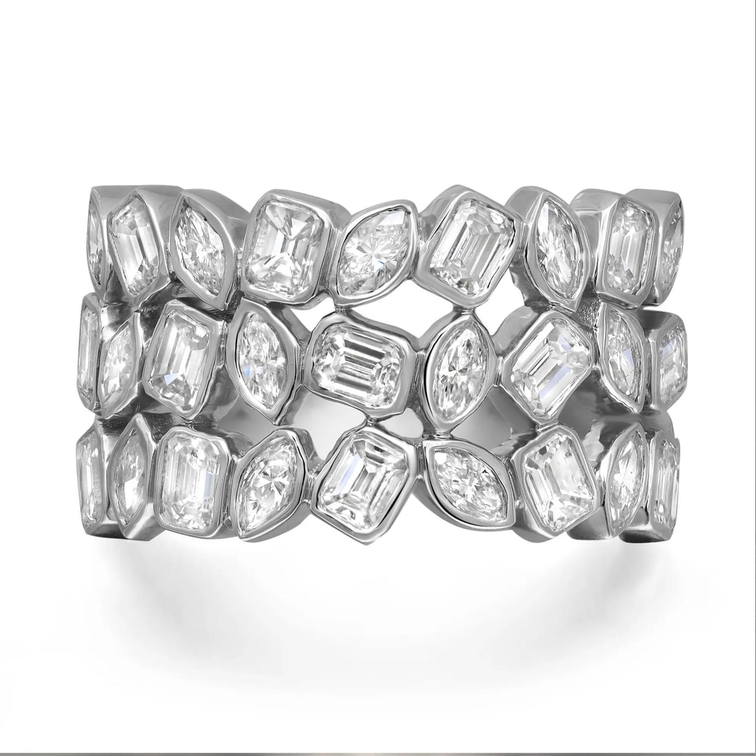 Rachel Koen 14K White Gold Diamond Band Ring 2.59Ctw Bezel Set (1 of 5)