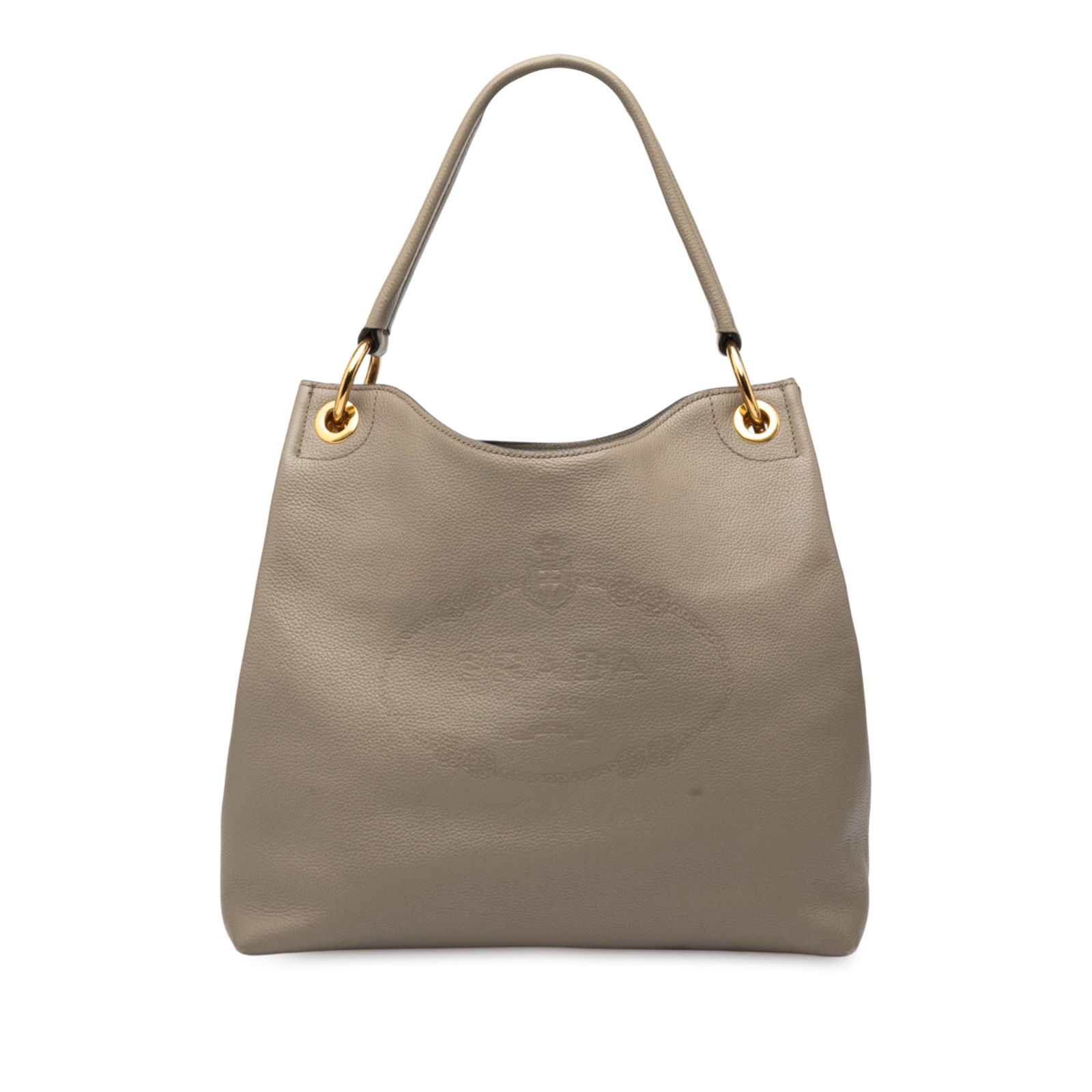 Prada Vitello Phenix Logo Tote Gray Leather Bag (1 of 9)