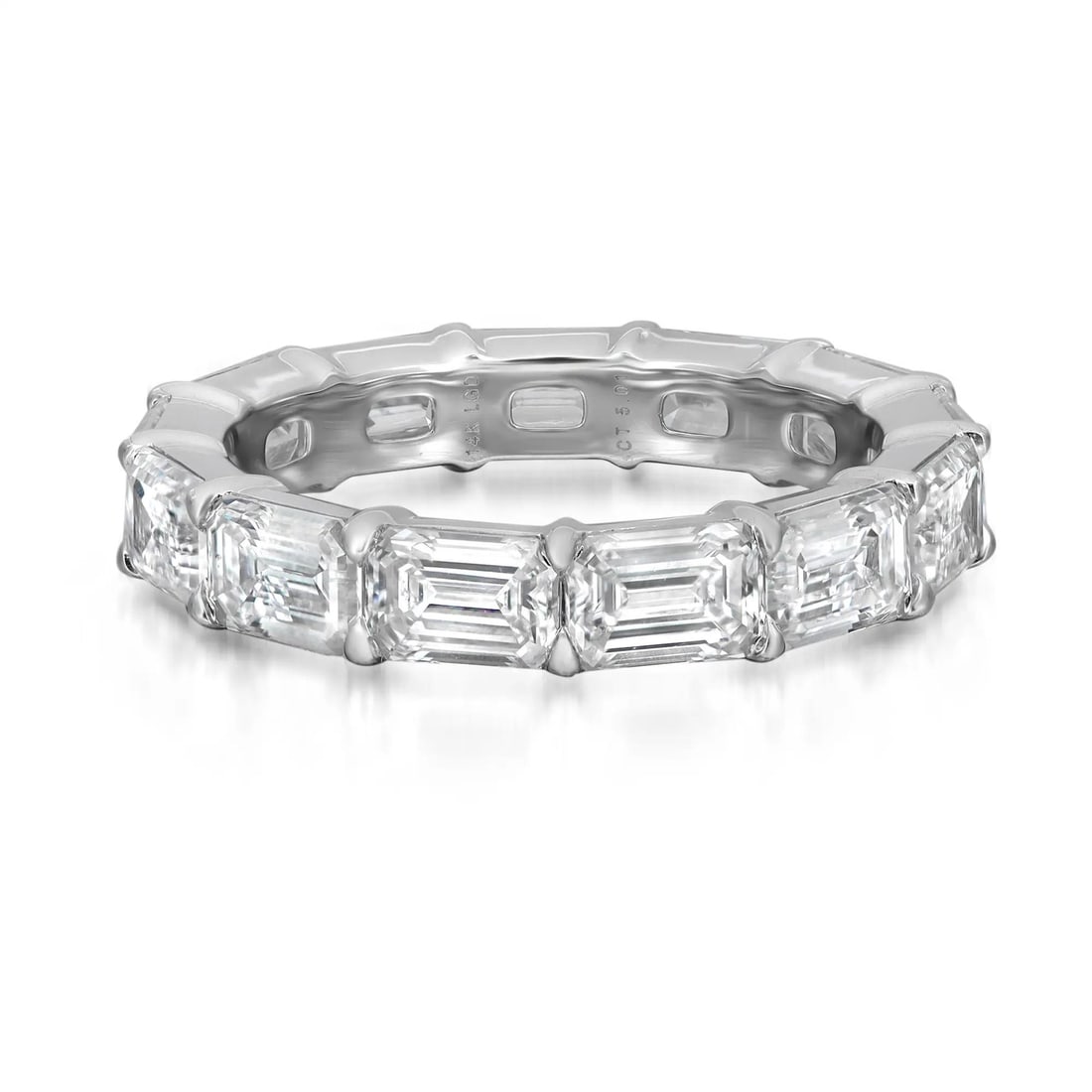 Rachel Koen 14K White Gold Emerald Cut Diamond Eternity Band Ring 5.01Ctw: Rachel Koen 14K White Gold Emerald Cut Diamond Eternity Band Ring 5.01Ctw Discover the exquisite beauty of this Emerald Cut Lab Grown Diamond Eternity Band Ring, designed by Rachel Koen. This stunning