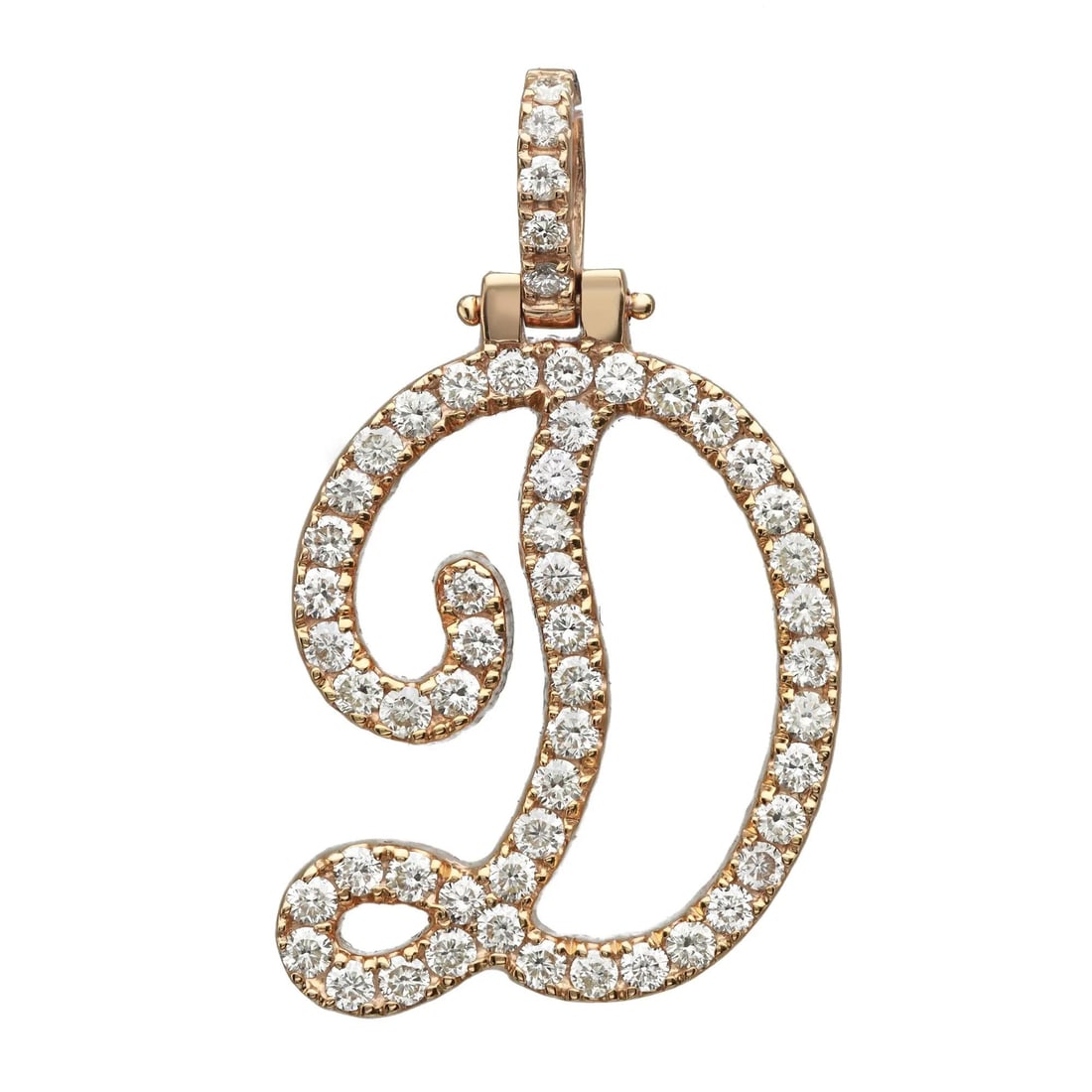 Rachel Koen 14K Yellow Gold Diamond D Initial Pendant 1.08Ctw (1 of 5)