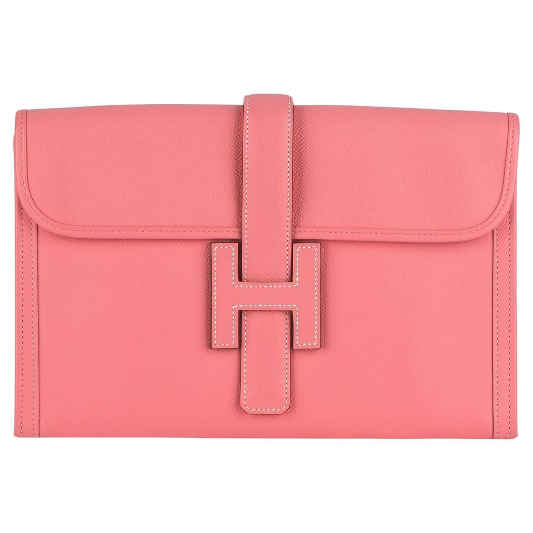 Hermes Jige Elan 29 Clutch Epsom Leather Rose Confetti: Hermes Jige Elan 29 Clutch Epsom Leather Rose Confetti The Hermes Jige Elan 29 Clutch in a stunning rose confetti hue is a stylish accessory crafted from luxurious epsom leather. This elegant clutch f