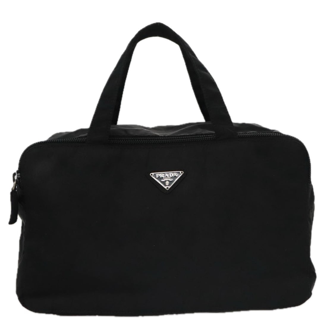 Pre-owned Prada Black Nylon Vintage Handbag: Pre-owned Prada Black Nylon Vintage Handbag This pre-owned Prada vintage handbag is crafted from black nylon and designed for female use. It is in good condition, with visible signs of use including s