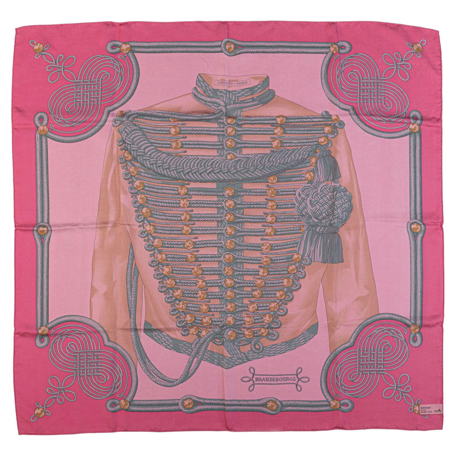 Hermes Brandebourgs Pink Washed Silk Scarf 35 in France (1 of 8)