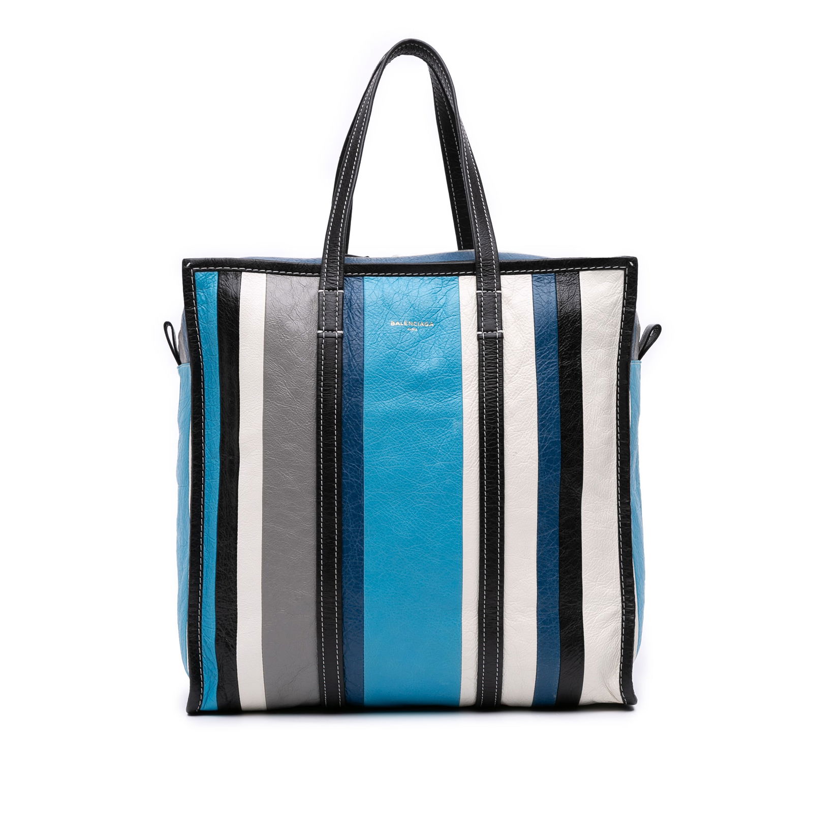 Balenciaga M Lambskin Bazar Shopper Satchel Blue Leather Bag (1 of 10)