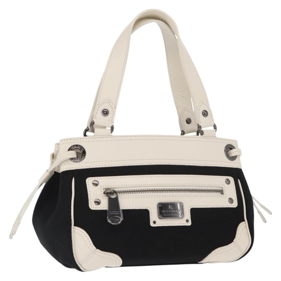 Black Vintage Burberry Handbag with Leather and Metal Accents (1 of 1)