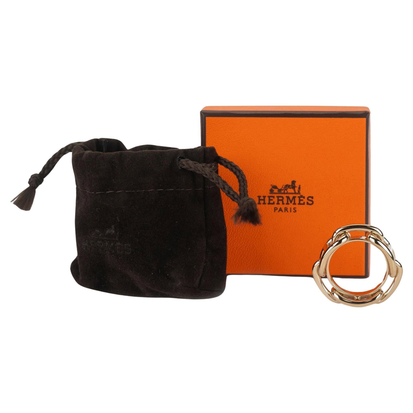 Hermes Gold Chain d'Ancre Scarf Ring with Box and Dustcover (1 of 8)