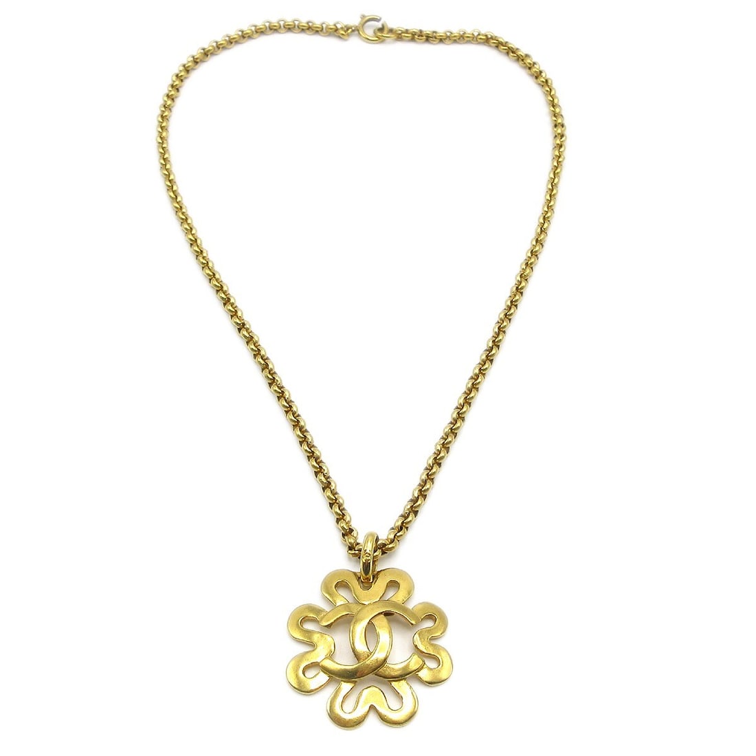 Chanel CC Gold-tone Chain Pendant Necklace 95P (1 of 4)