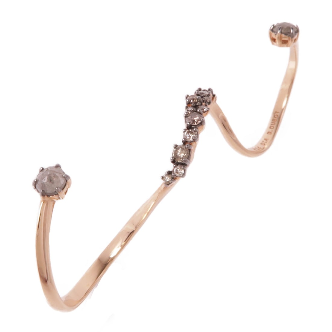 Exquisite Three Finger Diamond Ring in 14K Pink Gold (1 of 8)