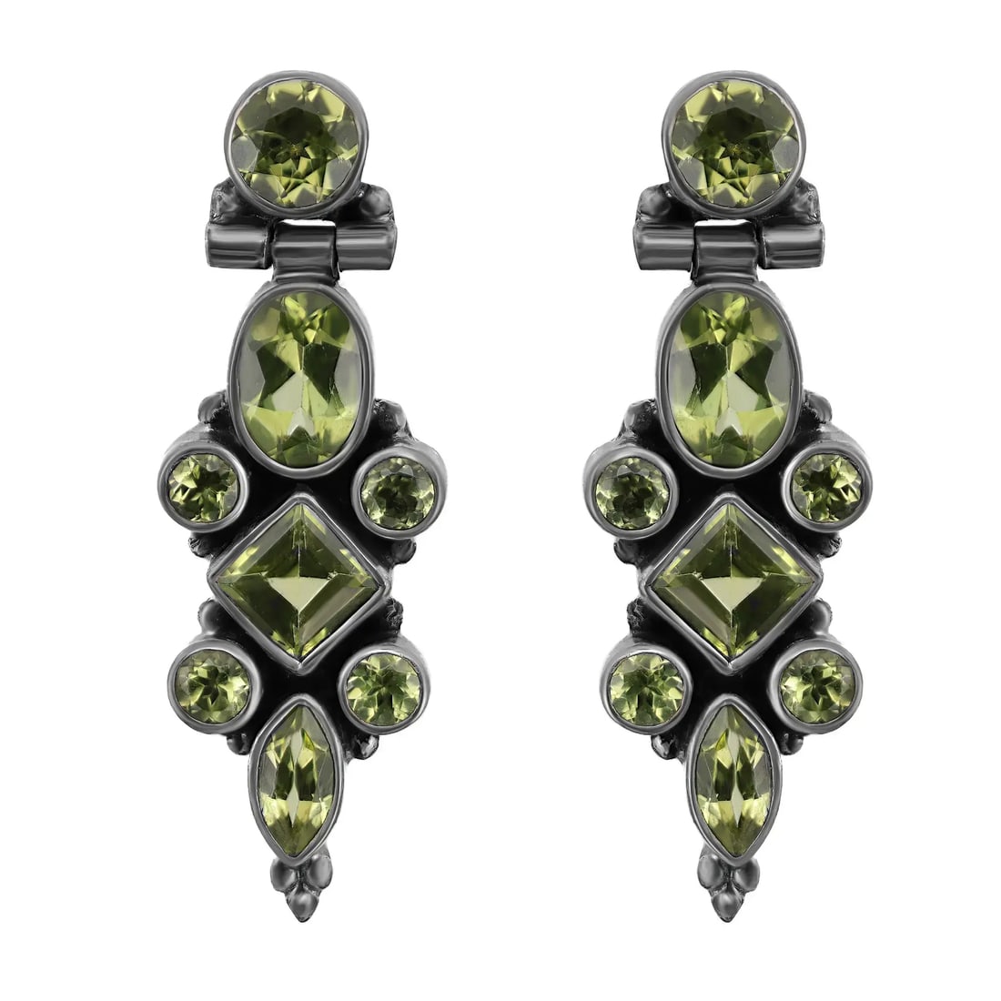 Rachel Koen Multi Shape Peridot Drop Earrings in 925 Sterling Silver (1 of 5)