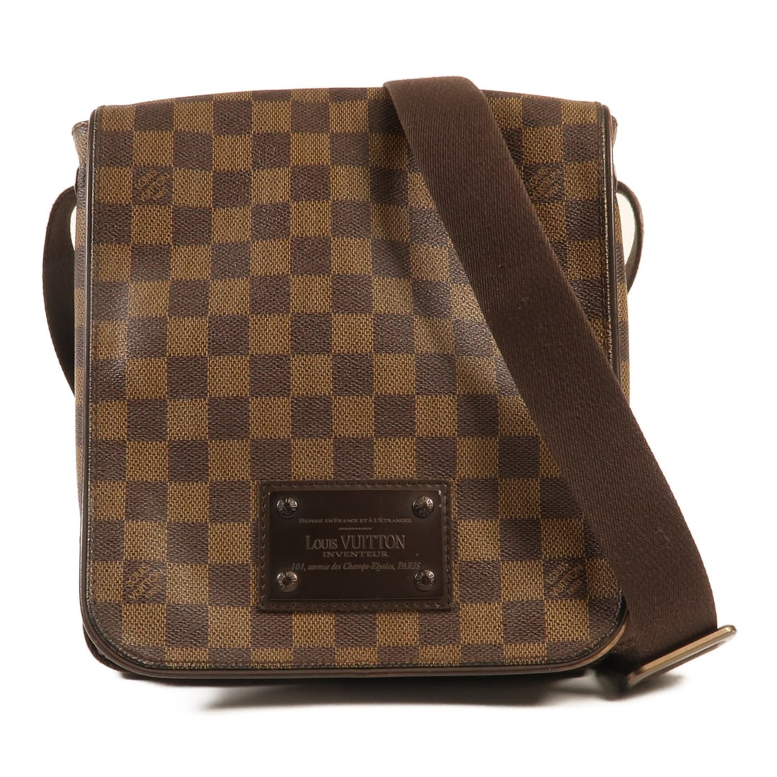 LOUIS VUITTON Brooklyn PM Bag N51210 Damier Brown Shoulder Messenger: LOUIS VUITTON Brooklyn PM Bag N51210 Damier Brown Shoulder Messenger This LOUIS VUITTON Brooklyn PM Shoulder Messenger Bag is a stylish accessory crafted from durable PVC coated canvas in a rich brown