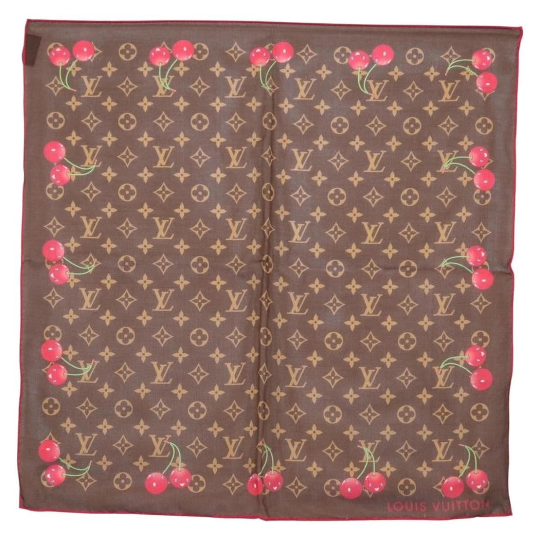 LOUIS VUITTON Monogram Cherry Blossom Carre 55 Scarf M96090 Auth (1 of 13)