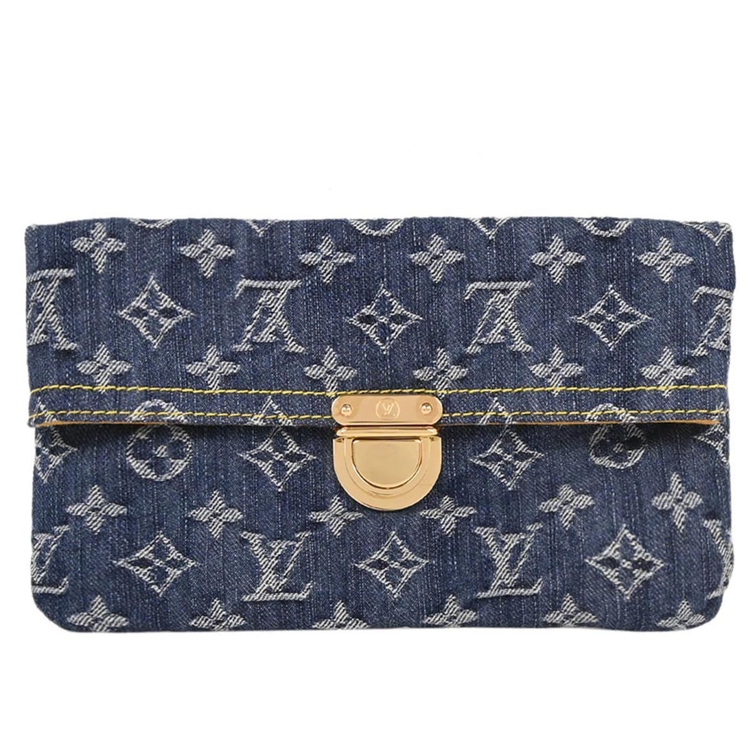 Louis Vuitton Blue Monogram Denim Pochette Plat Clutch M95007 (1 of 10)