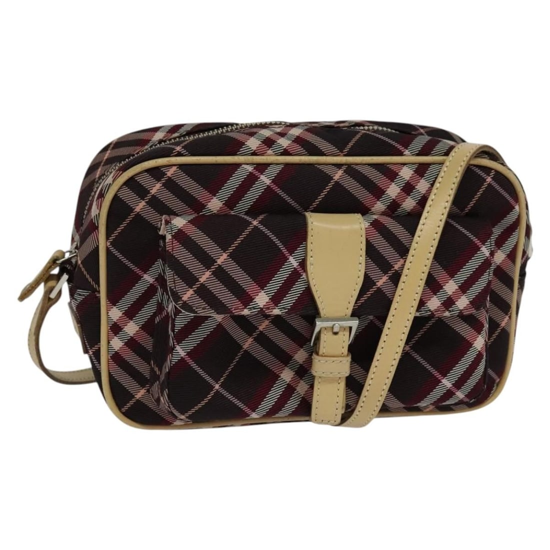 Burberry Blue Label Shoulder Bag in Nova Check Red: Burberry Blue Label Shoulder Bag in Nova Check Red This pre-owned Burberry Nova Check Blue Label shoulder bag features the iconic design in red. It is intended for female use and remains in good condi