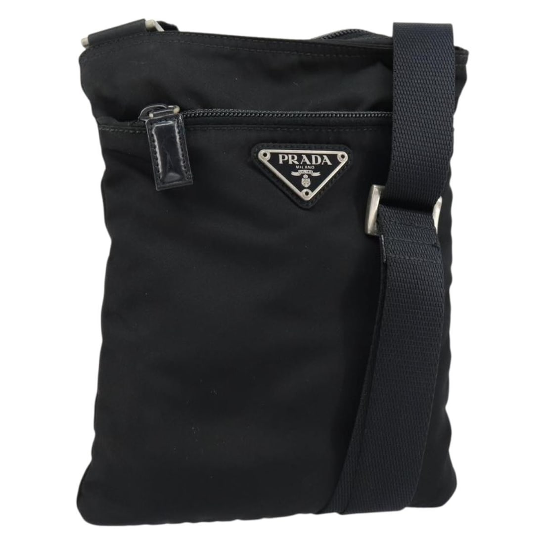 Black Convertible Flat Messenger Shoulder Bag by Prada (1 of 1)