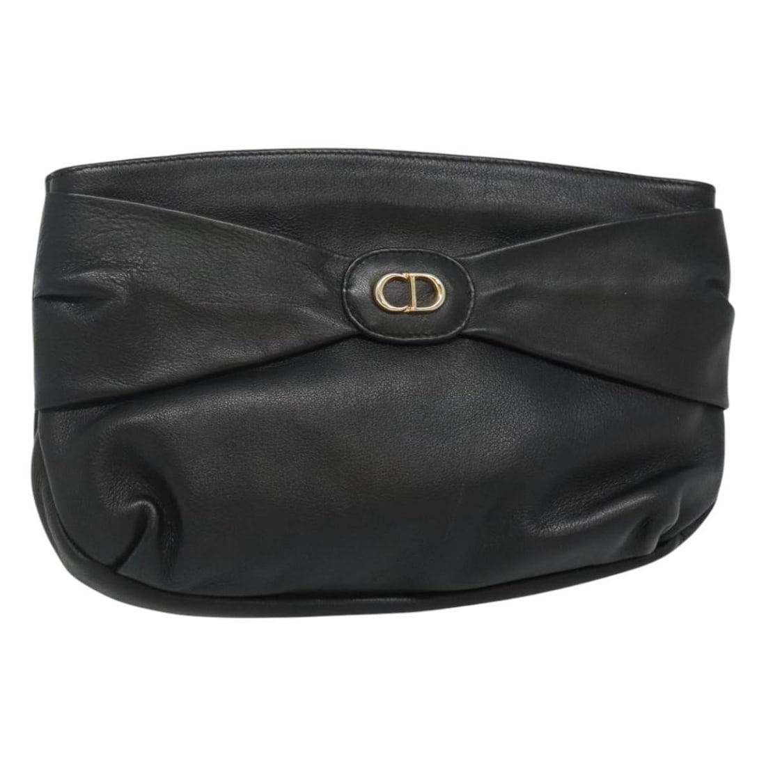 Black Zip Pouch Clutch by Christian Dior: Black Zip Pouch Clutch by Christian Dior This pre-owned Christian Dior clutch bag in black features a zip closure and shows signs of wear, including surface rubbing, scratches, and a storage smell. Th