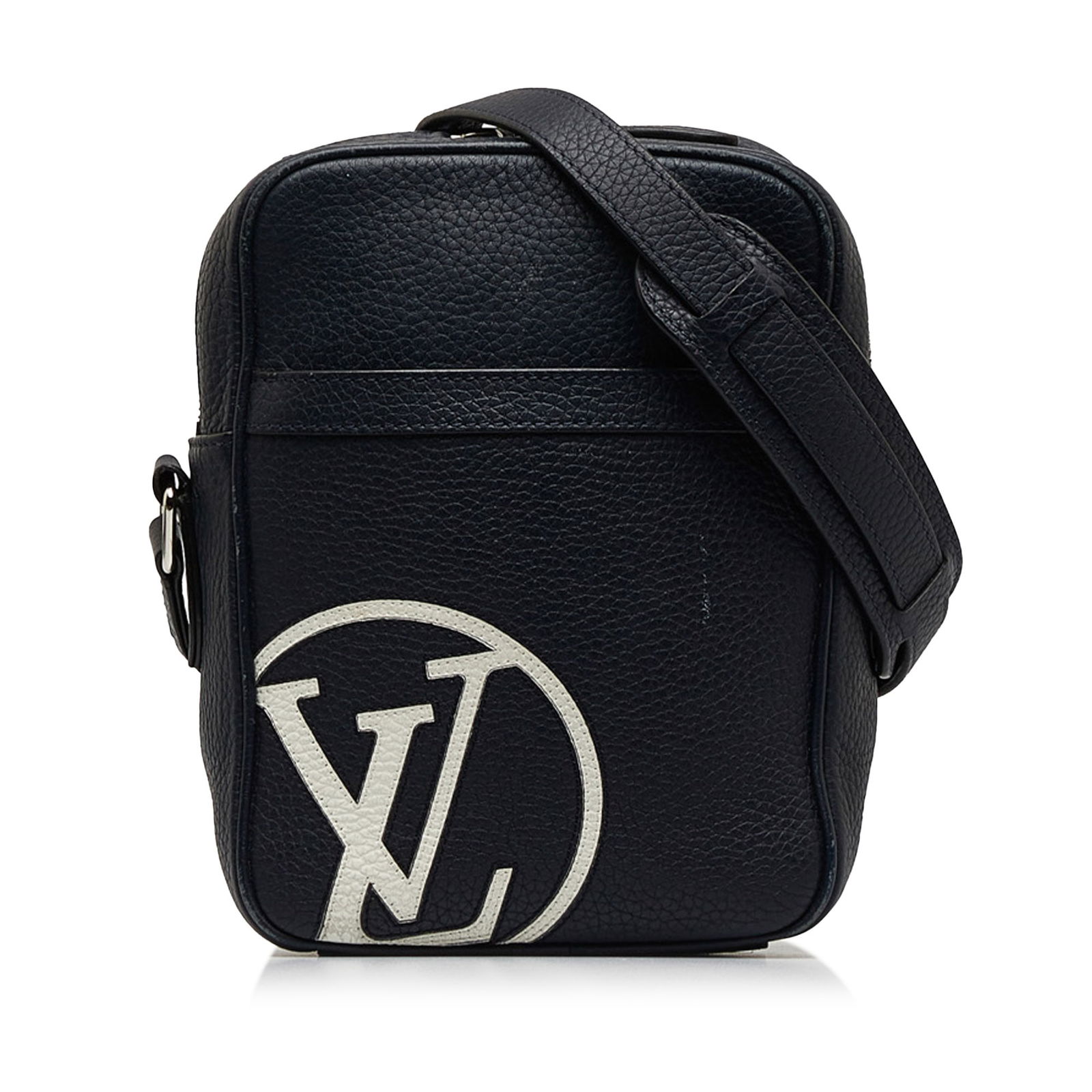 Louis Vuitton Taurillon Danube PM Blue Leather Shoulder Bag: Louis Vuitton Taurillon Danube PM Blue Leather Shoulder Bag Introducing the Louis Vuitton Taurillon Danube LV Circle PM, a stylish and functional bag designed for everyday use. This elegant piece feat