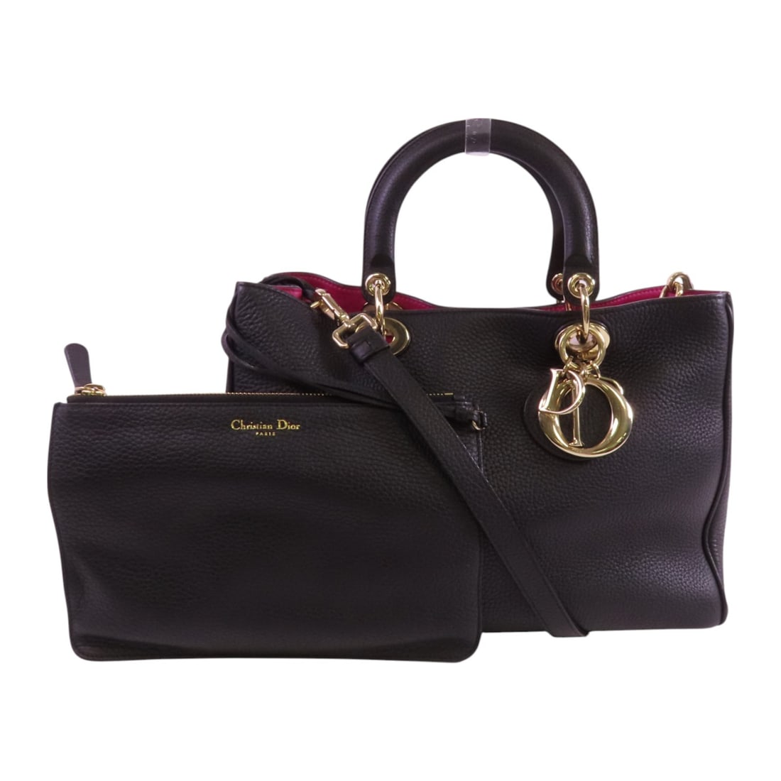 Christian Dior CD Diorissimo 2-Way Shoulder Bag Black Calfskin Leather: Christian Dior CD Diorissimo 2-Way Shoulder Bag Black Calfskin Leather Introducing the Christian Dior CD Diorissimo Handbag, a versatile 2-way shoulder bag crafted from luxurious calfskin leather. Thi