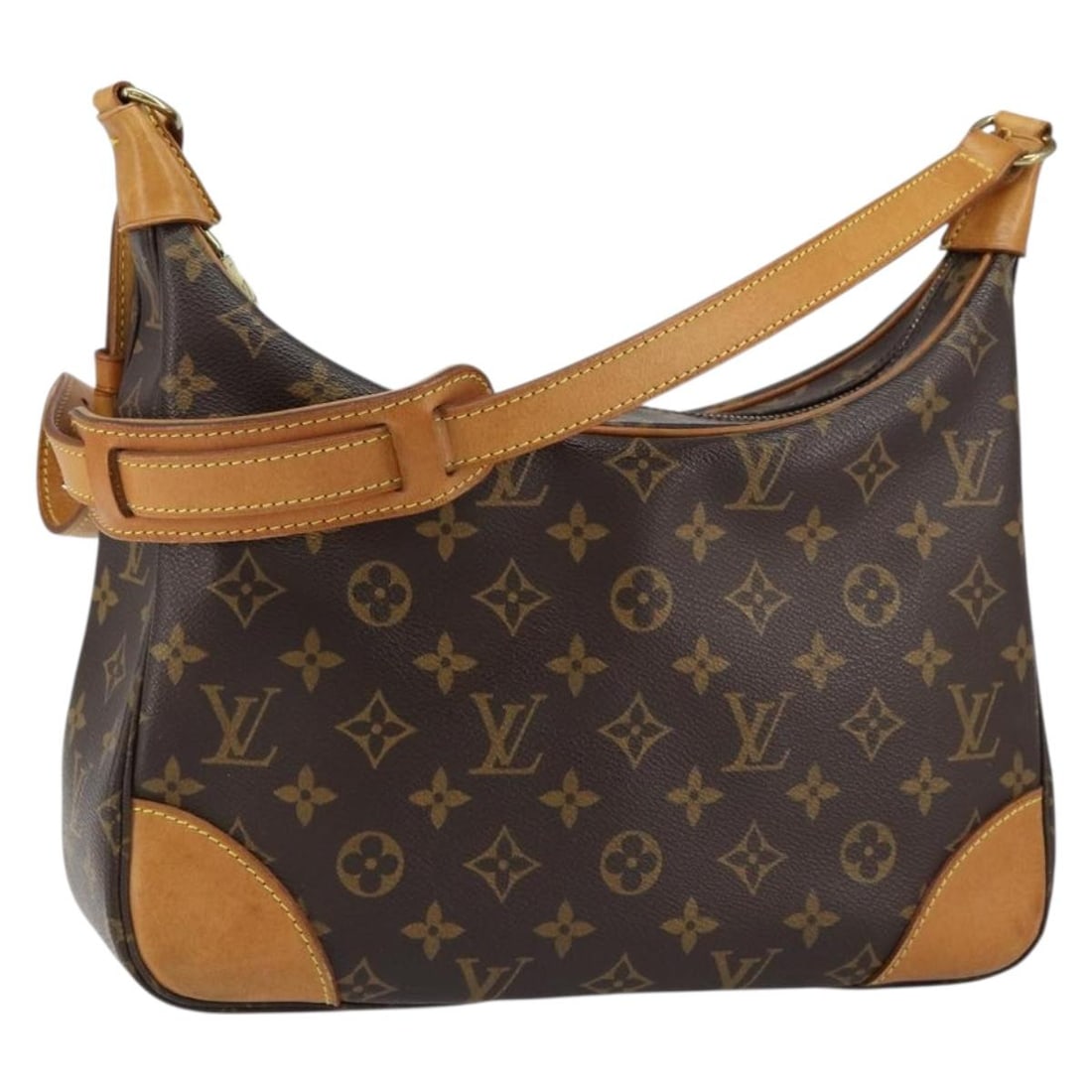 Boulogne 30 Shoulder Bag in Brown Monogram Canvas by Louis Vuitton: Boulogne 30 Shoulder Bag in Brown Monogram Canvas by Louis Vuitton This pre-owned Louis Vuitton Monogram Boulogne 30 shoulder bag features the iconic brown monogram canvas design. The bag shows slight