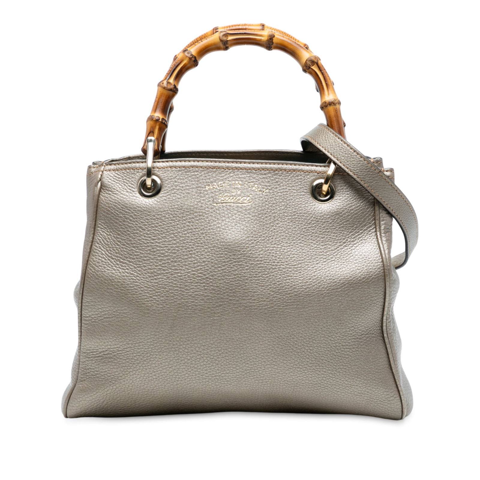 Gucci Small Calfskin Bamboo Shopper Satchel Leather Bag Gold: Gucci Small Calfskin Bamboo Shopper Satchel Leather Bag Gold The Gucci Small Calfskin Bamboo Shopper Satchel is a sophisticated and stylish bag crafted from high-quality leather. This satchel features