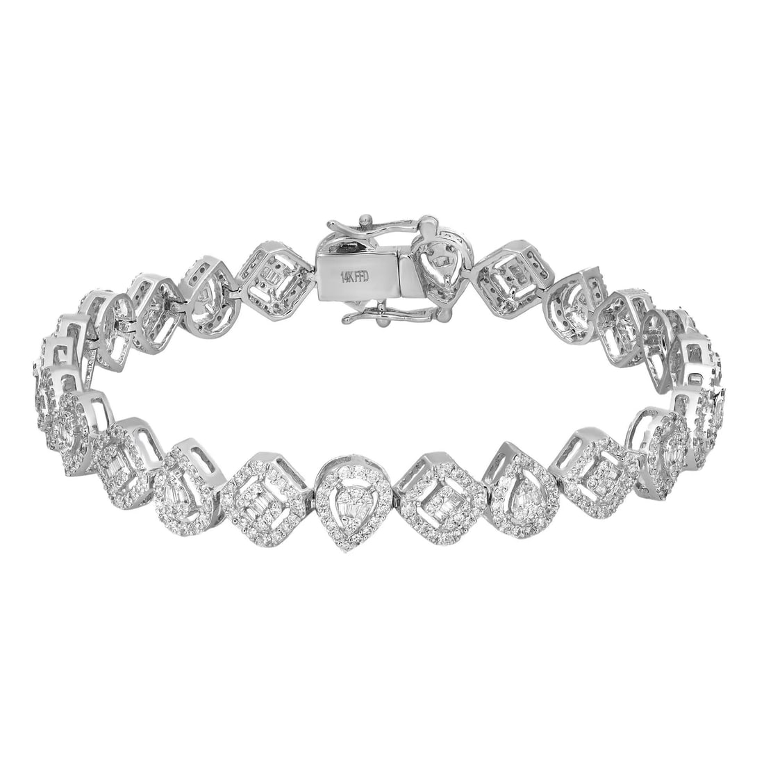 Rachel Koen 14K White Gold Multi-Shape Diamond Tennis Bracelet 3.19 ctw (1 of 4)