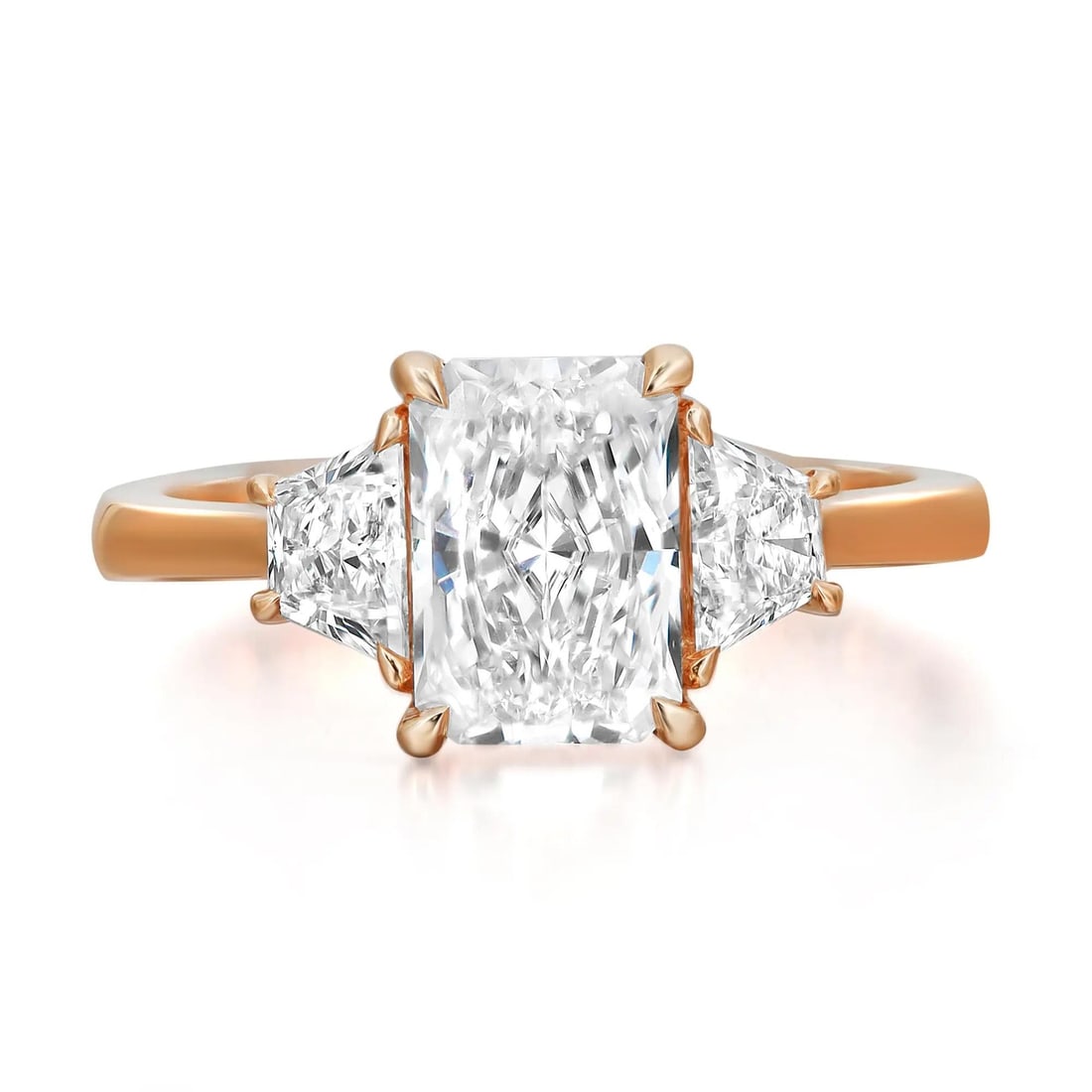 Rachel Koen 14K Yellow Gold 2.07Ct Lab Grown Diamond Three Stone Engagement Ring: Rachel Koen 14K Yellow Gold 2.07Ct Lab Grown Diamond Three Stone Engagement Ring This exquisite engagement ring by Rachel Koen features a stunning radiant cut lab-grown diamond at its center, set in a