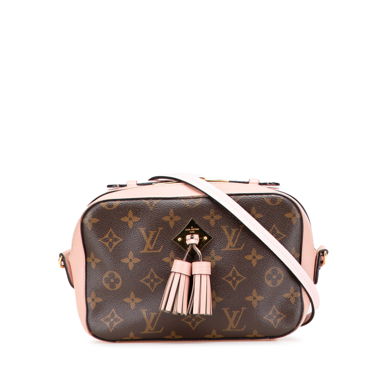 Louis Vuitton Monogram Saintonge Bag with Leather Trim: Louis Vuitton Monogram Saintonge Bag with Leather Trim The Louis Vuitton Monogram Saintonge is a stylish and practical bag crafted from durable monogram canvas with luxurious leather trim. It features