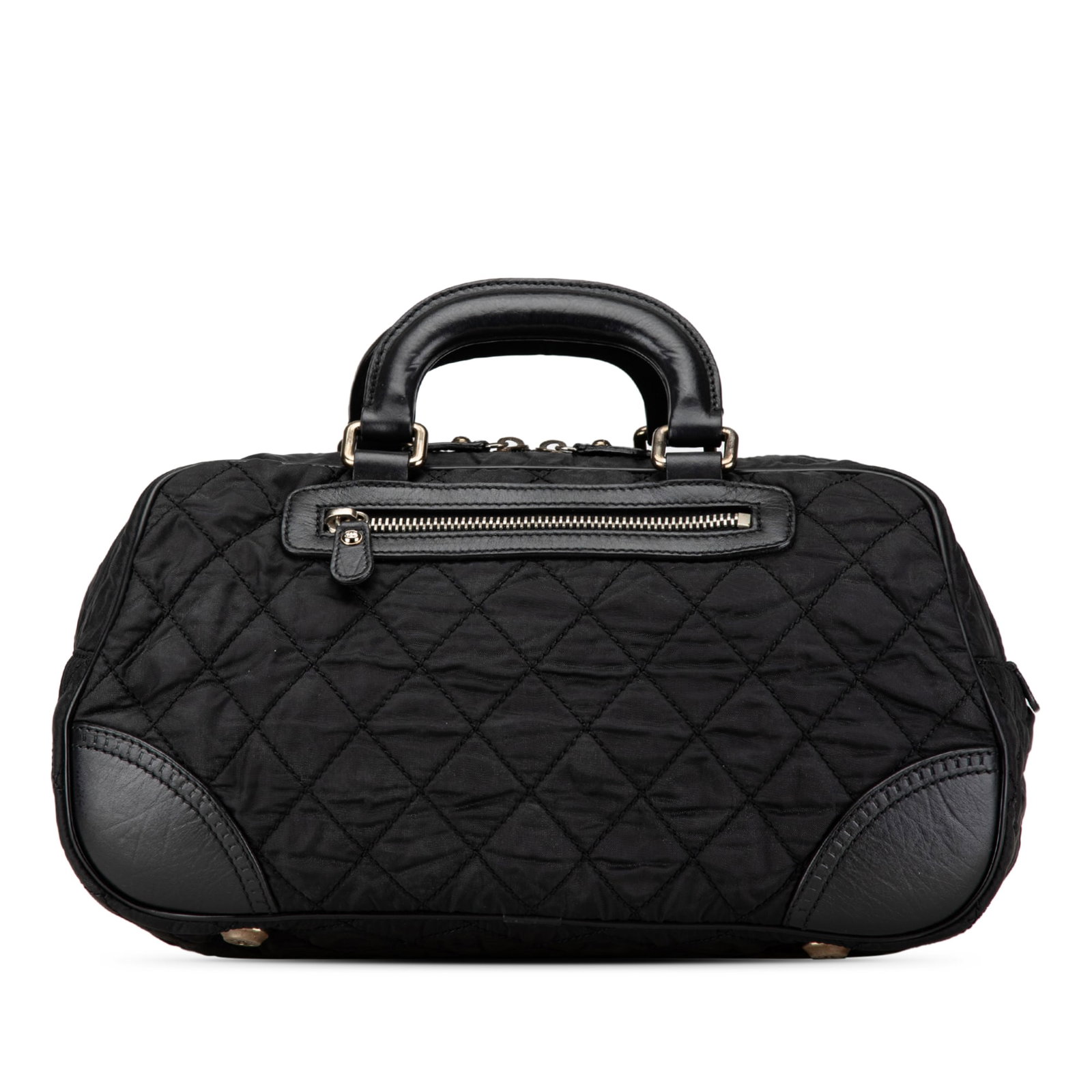 Chanel Paris New York Quilted Nylon Duffle Handbag Black Fabric (1 of 13)