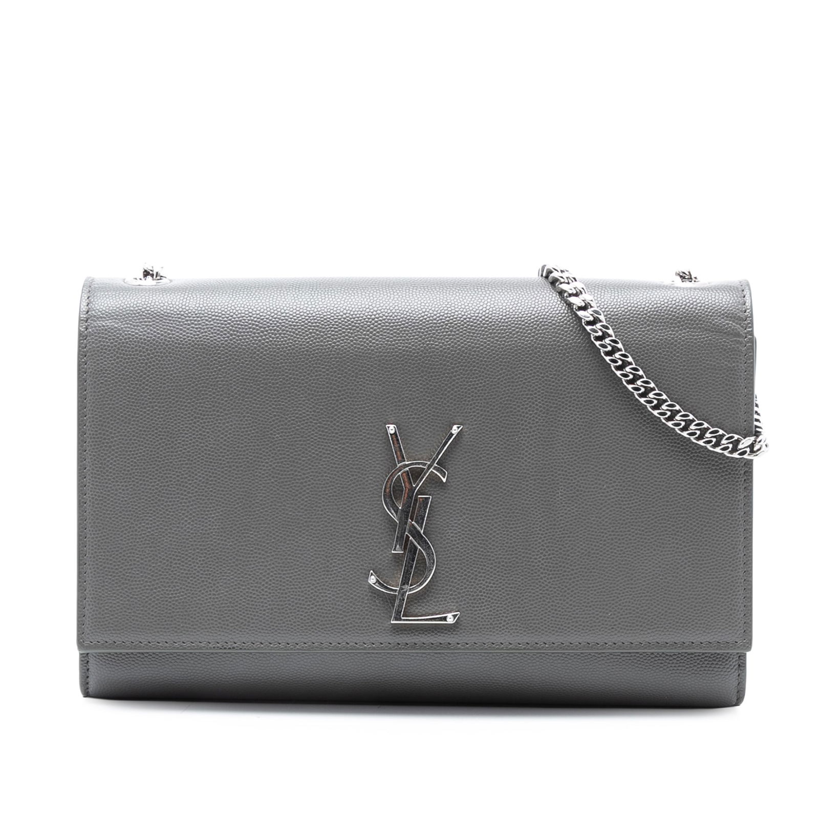 Saint Laurent Kate Monogram Gray Leather Medium Crossbody Bag with Gold Chain (1 of 7)