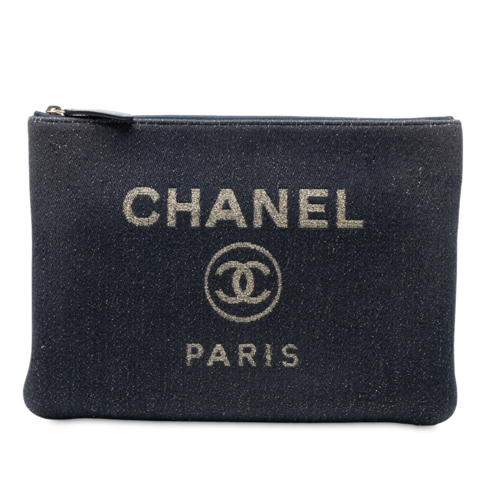 Chanel Medium Denim Deauville O Case Clutch Blue Fabric Bag (1 of 7)