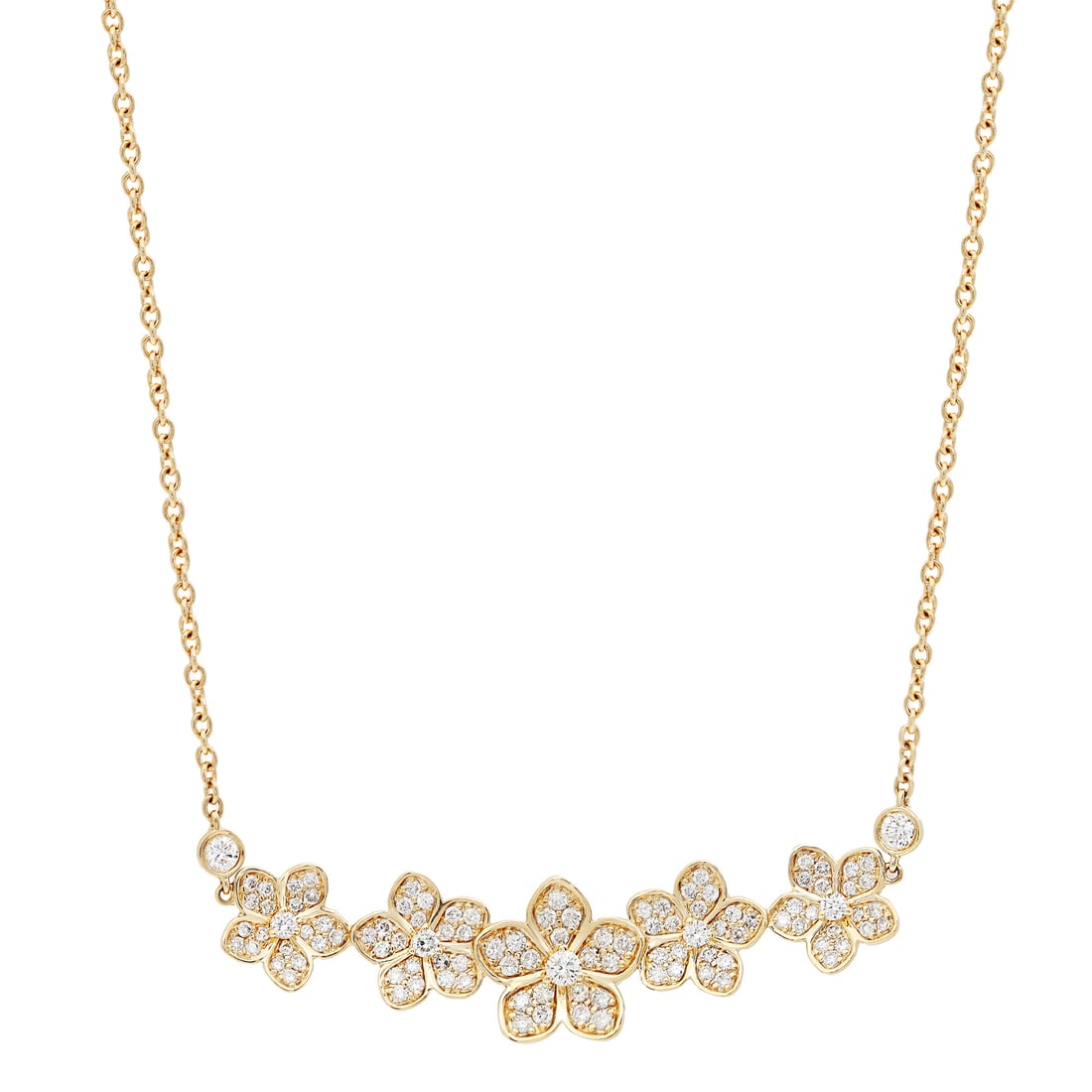 Rachel Koen Floral Diamond Bar Necklace 0.90ct 18K Yellow Gold 18 Inches (1 of 7)