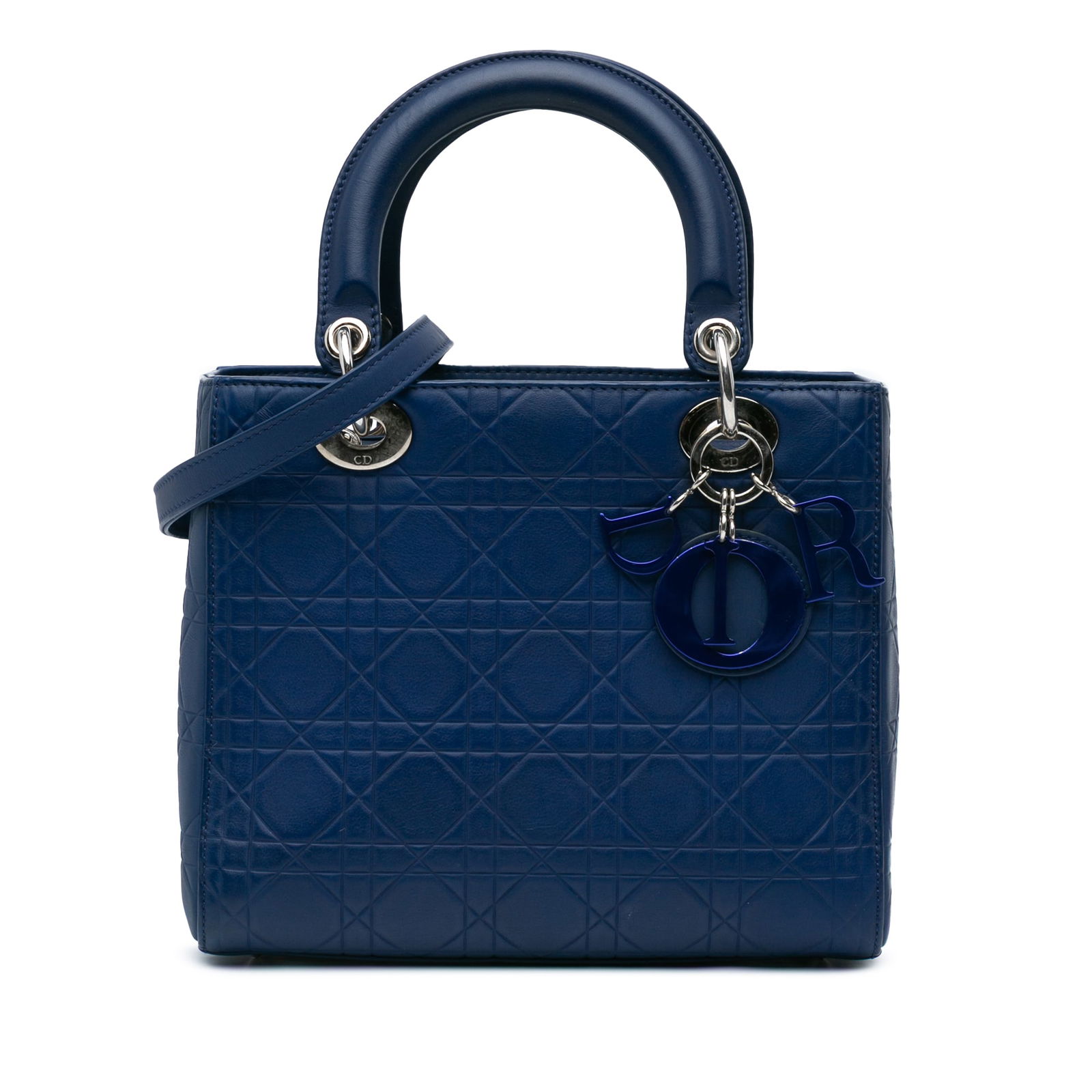Dior Medium Blue Calfskin Cannage Embossed Lady Dior Bag (1 of 10)